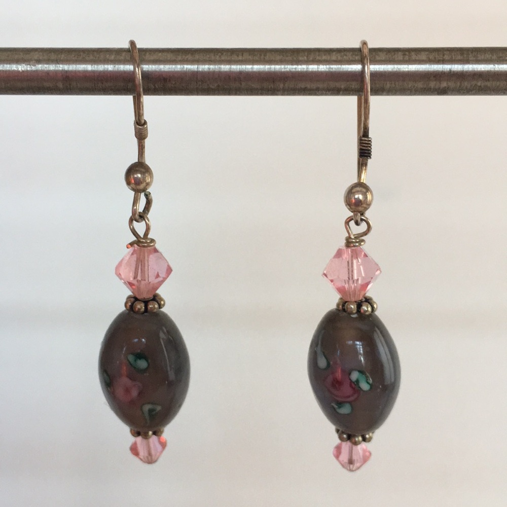 3/$20 Delicate Glass Bead with Flower Earrings - Picture 2 of 2